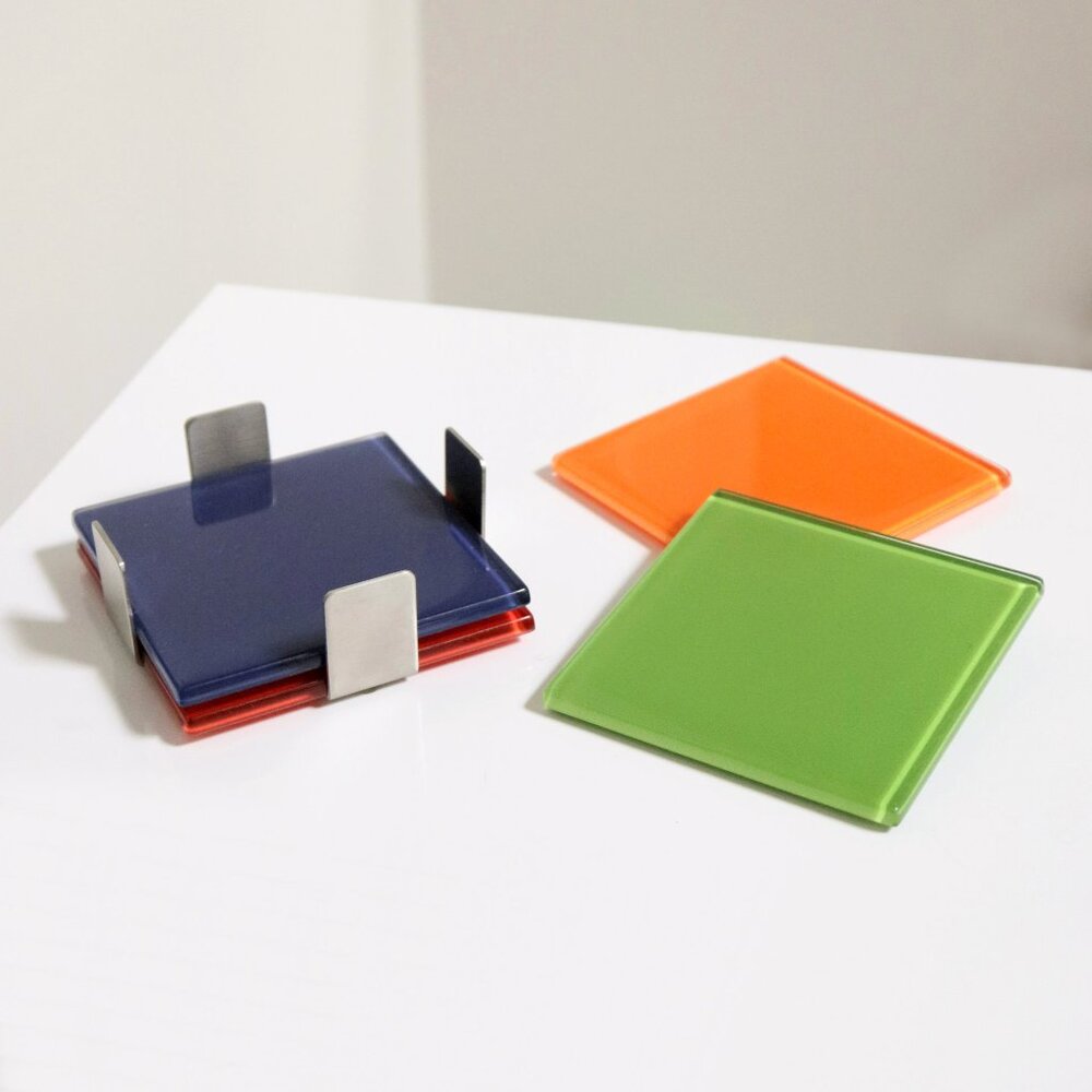 Page Goolrick for MoMA Glass Colorblock Coasters Set of 4 Modern Design